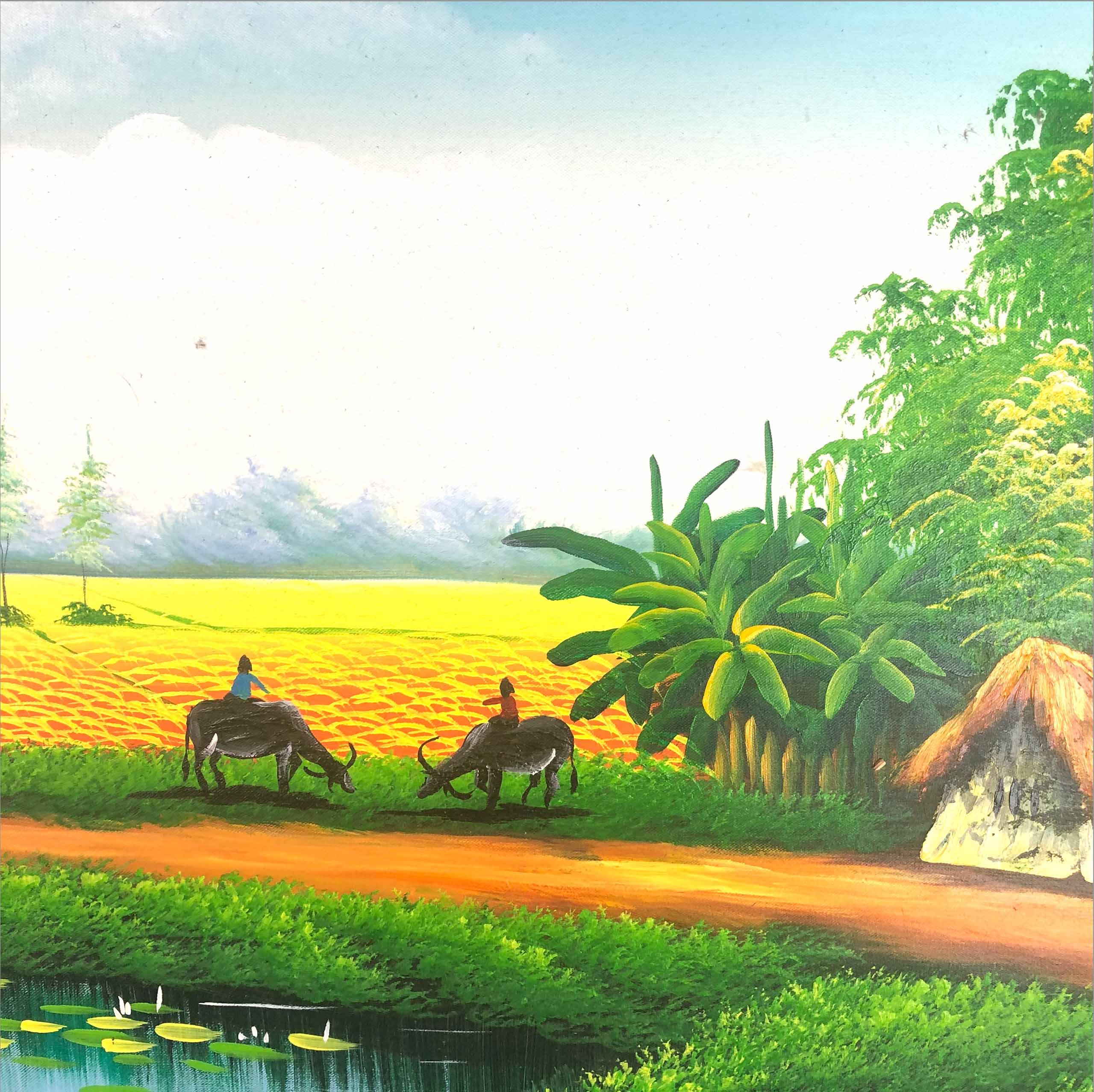 Tranh sơn dầu phong cảnh làng quê - TSD32LHAR